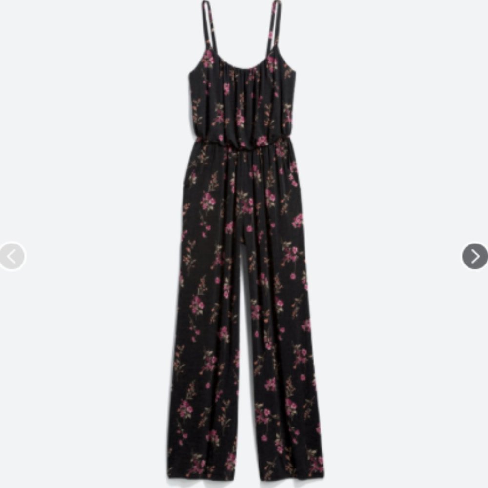 Kaileigh black floral print long suit romper
